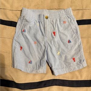 Janie and Jack Light Blue Embroidered Shorts